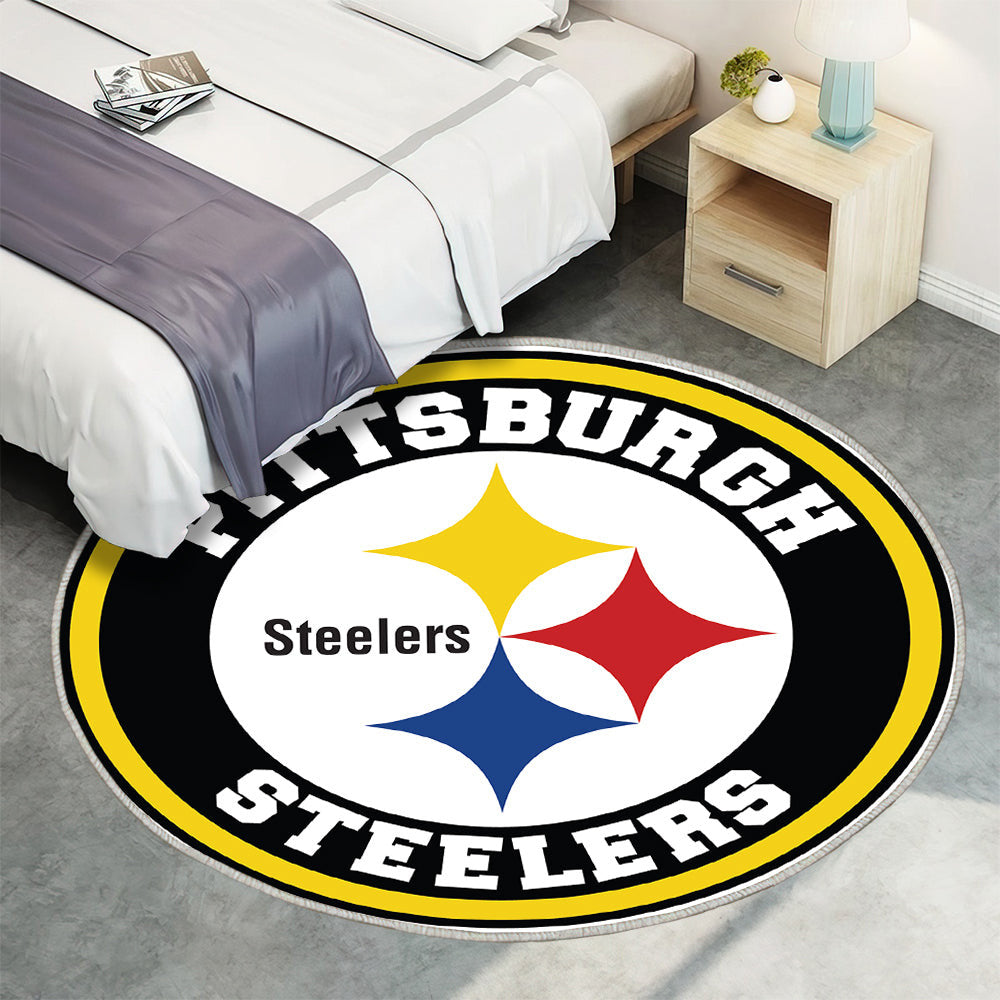 Pittsburgh Steelers Kreis Logo Teppich Rund, Teppiche - Outdoor Teppich Rund, Teppich Wohnzimmer, Carpet, Rug