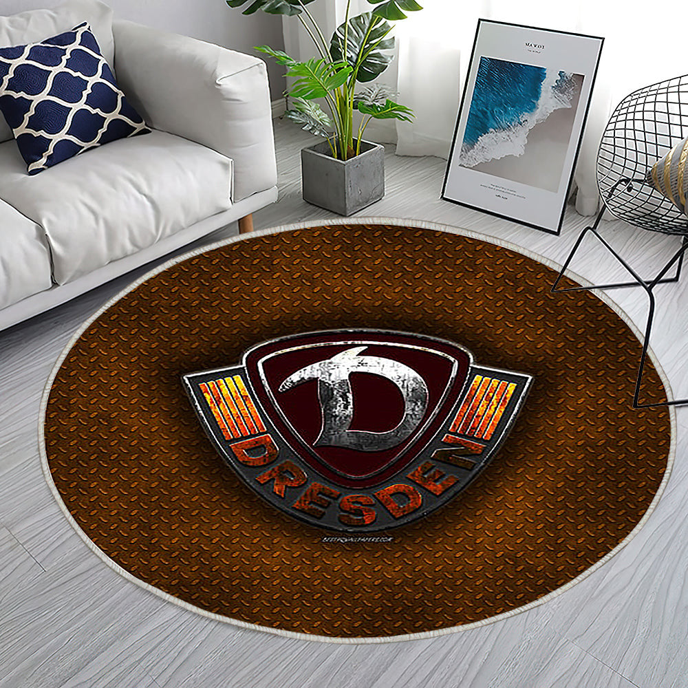 Dynamo Dresdner Fc Teppich Rund, Teppiche - Orangefarbenes Metall Outdoor Teppich Rund, Bundesliga 2 Teppich Wohnzimmer, Carpet, Rug