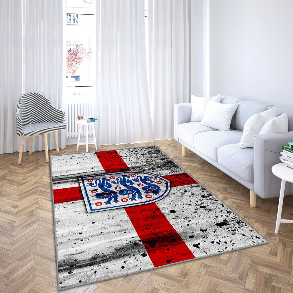 England National Football Team Emblem Teppich, Teppiche - Grunge Outdoor Teppich, Teppich Wohnzimmer, Küchenteppich, Kinderzimmer, Modern