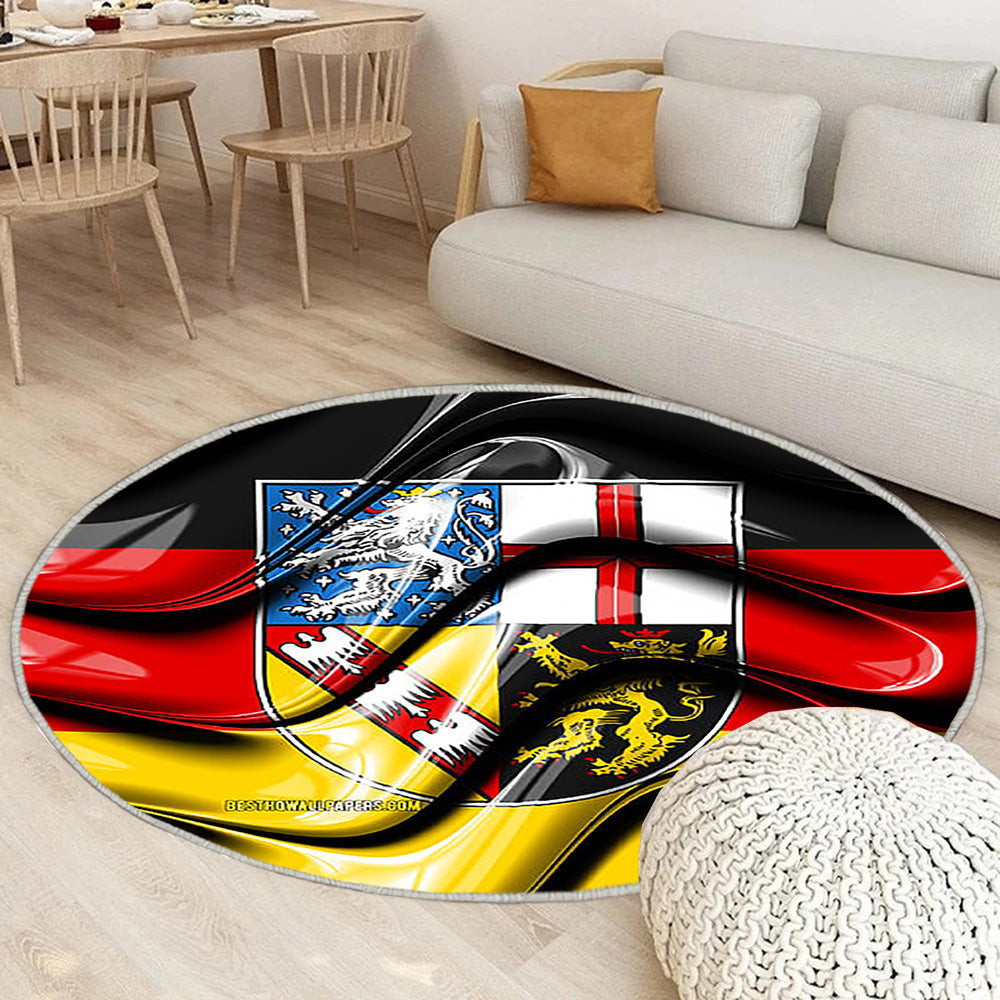 Flaggenstaaten Des Saarlandes In Deutschland Teppich Rund, Teppiche - Verwaltungsbezirke Outdoor Teppich Rund, Flagge Des Saarlandes Teppich Wohnzimmer, Carpet, Rug