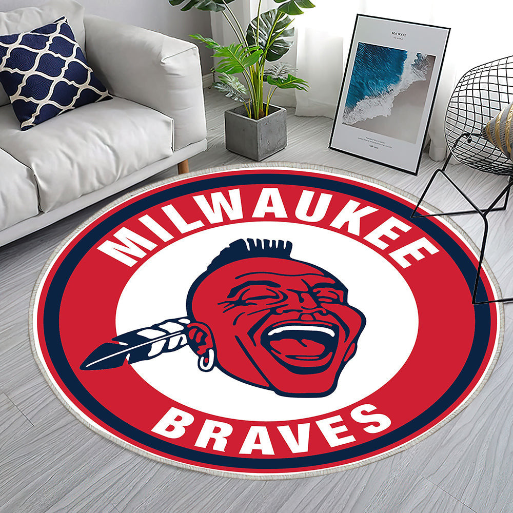 Milwaukee Braves Atlanta Rückblick Teppich Rund, Teppiche - Outdoor Teppich Rund, Teppich Wohnzimmer, Carpet, Rug