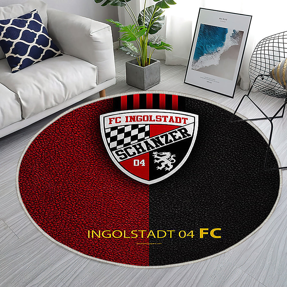 Fc Ingolstadt 04 Lederoptik Teppich Rund, Teppiche - Deutscher Fußballverein Outdoor Teppich Rund, Teppich Wohnzimmer, Carpet, Rug
