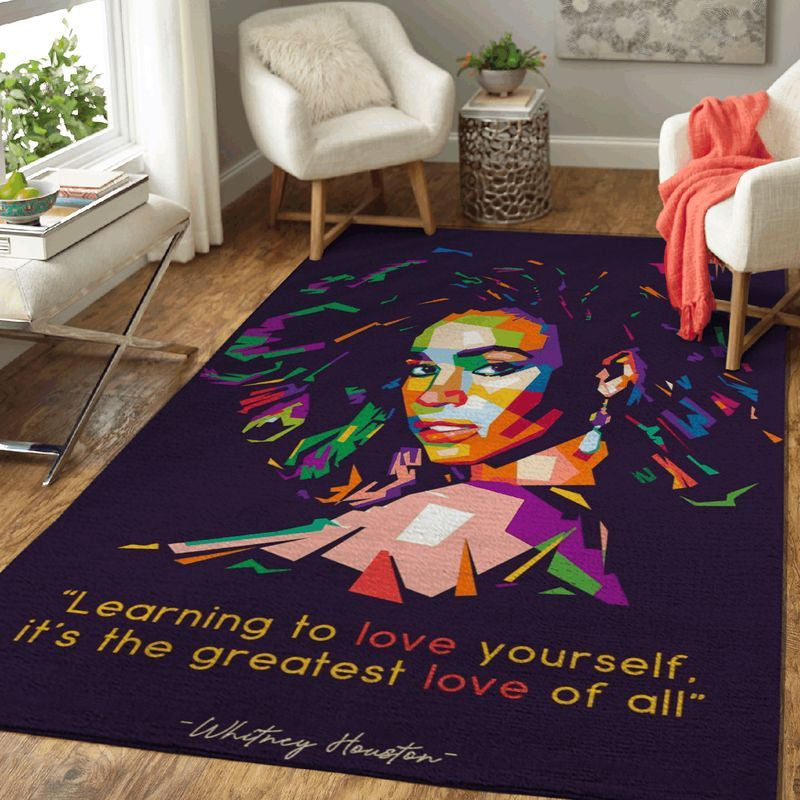 Whitney Houston Learning To Love Your Self Pop Art Teppich, Teppiche - Outdoor Teppich, Teppich Wohnzimmer, Küchenteppich, Kinderzimmer, Modern