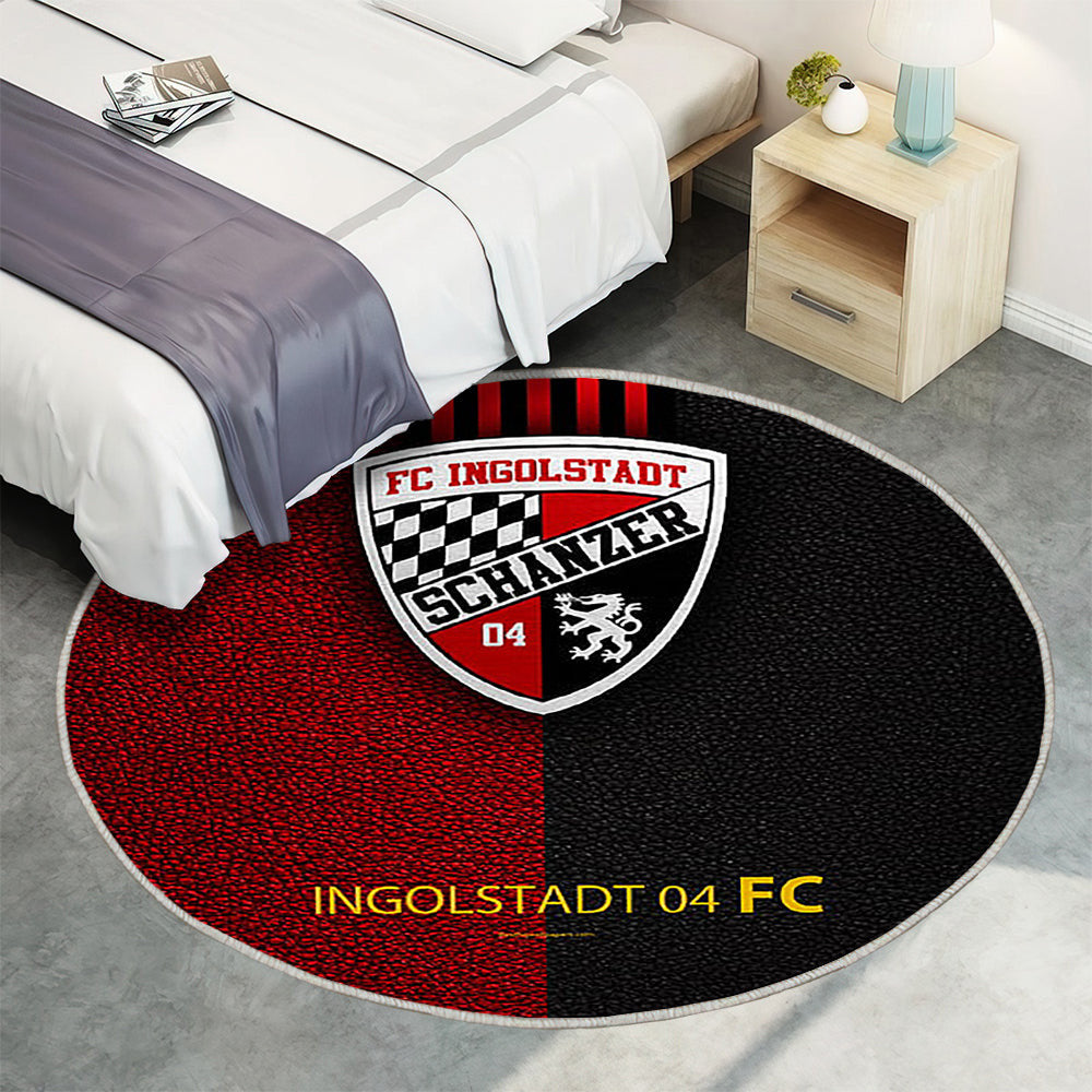 Fc Ingolstadt 04 Lederoptik Teppich Rund, Teppiche - Deutscher Fußballverein Outdoor Teppich Rund, Teppich Wohnzimmer, Carpet, Rug