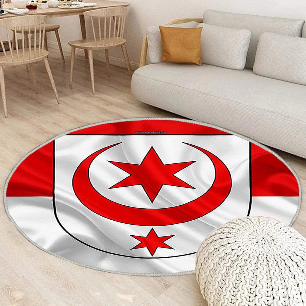 Flagge Von Halle In Seidenoptik Teppich Rund, Teppiche - Rot Weiße Seidenflagge Outdoor Teppich Rund, Wappen Teppich Wohnzimmer, Carpet, Rug