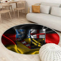 Saarlandfahne Seidenwellenfahnen Teppich Rund, Teppiche - Deutsche Staaten Outdoor Teppich Rund, Flagge Des Saarlandes Teppich Wohnzimmer, Carpet, Rug