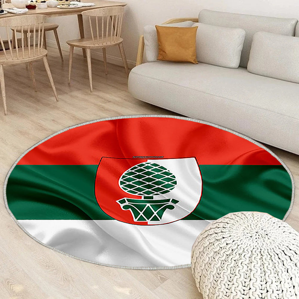 Flagge Augsburg Seideneffekt Teppich Rund, Teppiche - Gelbe Schwarze Seidenflagge Outdoor Teppich Rund, Wappen Teppich Wohnzimmer, Carpet, Rug