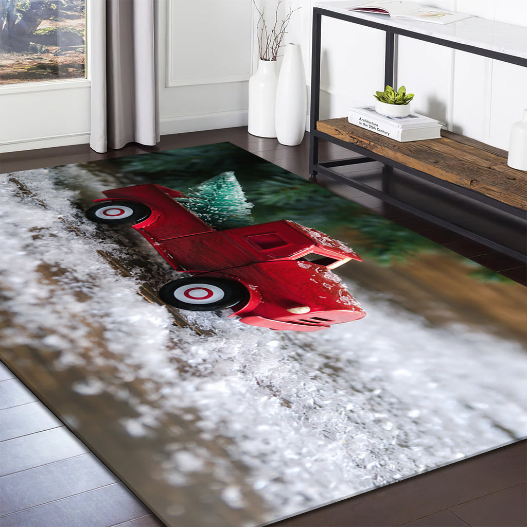 Christmas Red Truck Snowy Cardinals teppich, teppiche-weihnachten roter lkw schneebedeckt kardinäle outdoor teppich, teppich wohnzimmer, Küchenteppich