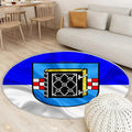 Bochumer Flagge Seideneffekt Teppich Rund, Teppiche - Weiß Blaue Seidenfahne Outdoor Teppich Rund, Wappen Teppich Wohnzimmer, Carpet, Rug