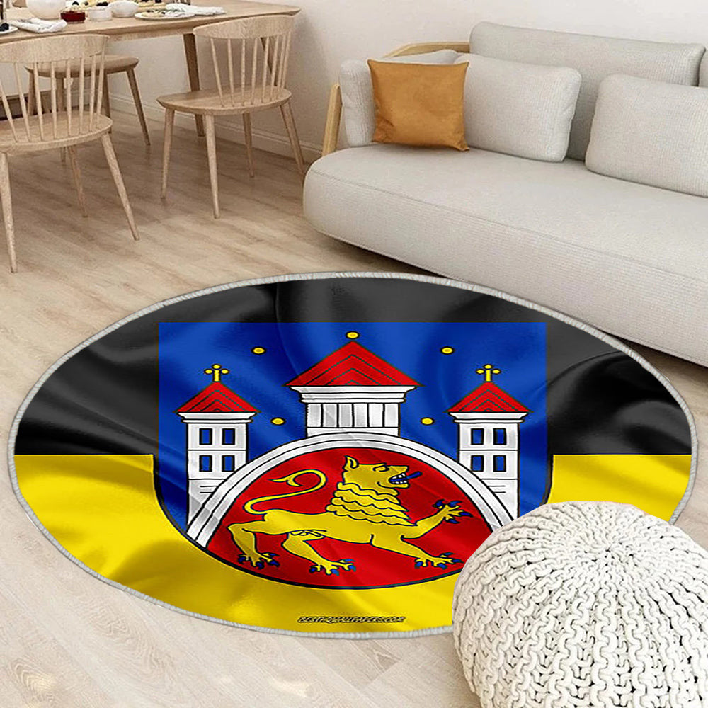 Göttingen Fahne Seideneffekt Teppich Rund, Teppiche - Seidenfahne Outdoor Teppich Rund, Deutsche Stadt Teppich Wohnzimmer, Carpet, Rug