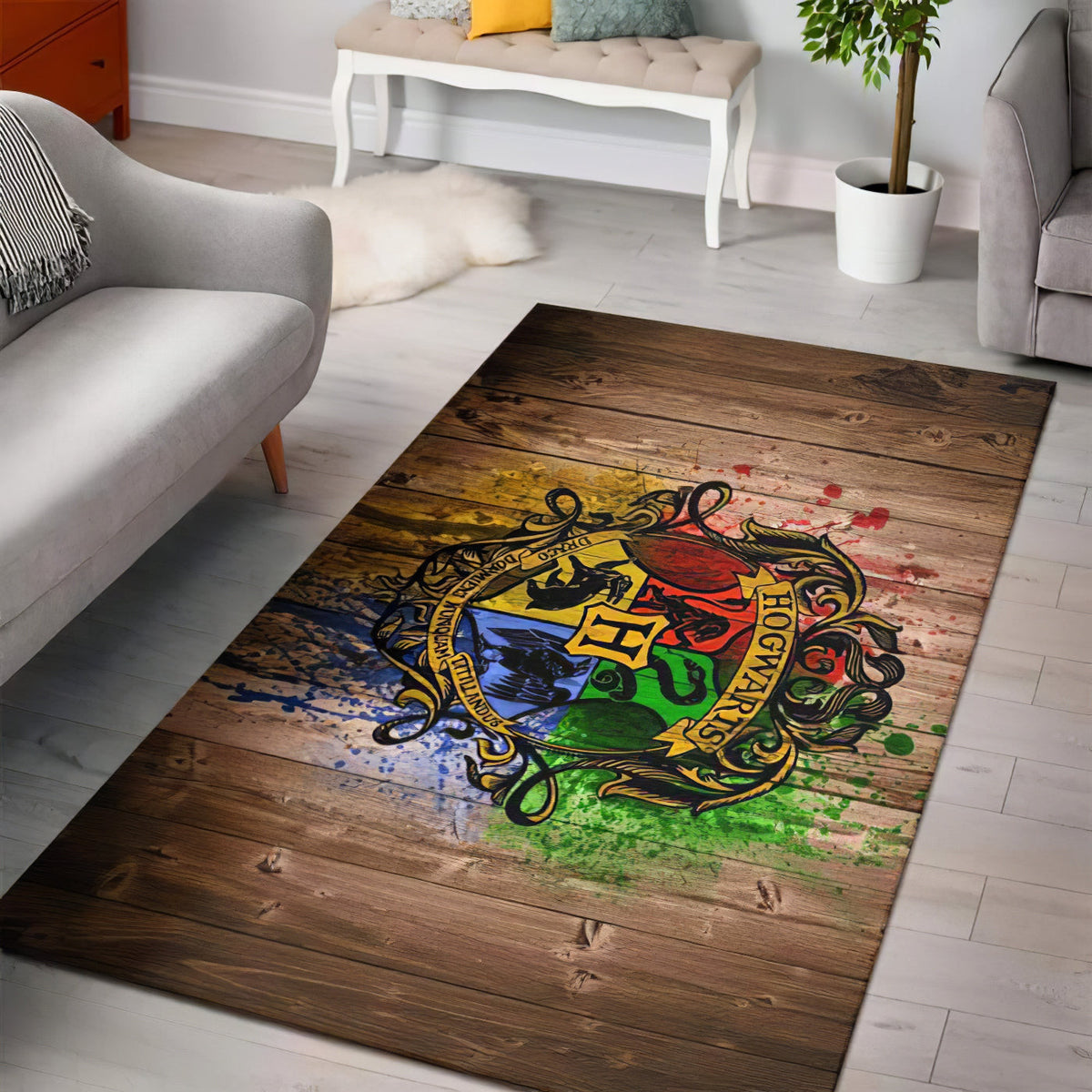 Hogwarts Wood Logo Harry Potter teppich, teppiche - Holzlogo Harry outdoor teppich, teppich wohnzimmer , Küchenteppich, kinderzimmer, modern