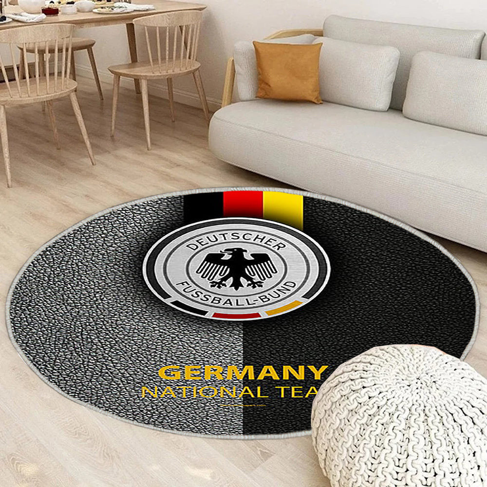 Deutschland Fußball Nationalmannschaft Leder Effekt Teppich Rund, Teppiche - Emblem Outdoor Teppich Rund, Teppich Wohnzimmer, Carpet, Rug