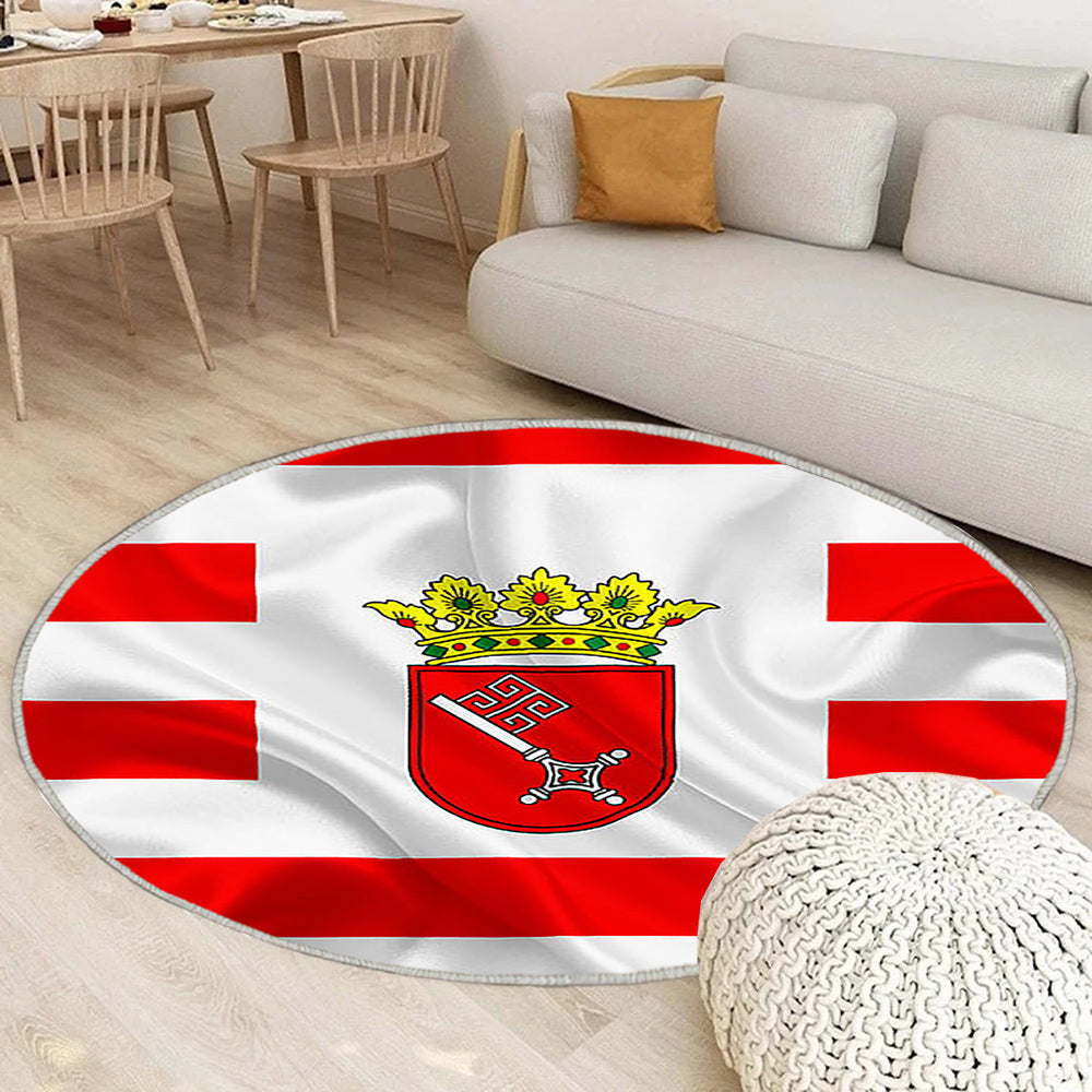 Flagge Von Bremen Teppich Rund, Teppiche - Land Deutschland Outdoor Teppich Rund, Staaten Von Deutschland Teppich Wohnzimmer, Carpet, Rug