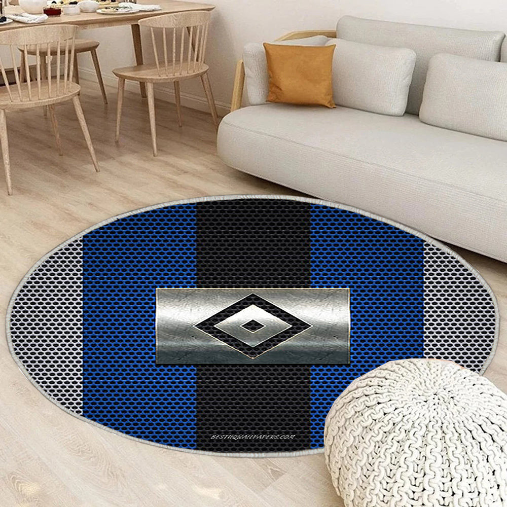 Hamburger Sv Teppich Rund, Teppiche - Deutscher Fußballverein Outdoor Teppich Rund, Metall Emblem Teppich Wohnzimmer, Carpet, Rug