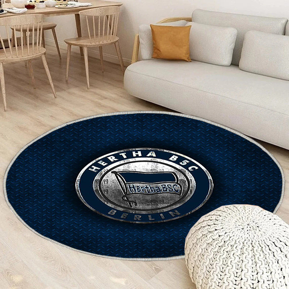 Hertha Bsc Teppich Rund, Teppiche - Deutscher Fußballverein Outdoor Teppich Rund, Blauer Metalleffekt Teppich Wohnzimmer, Carpet, Rug