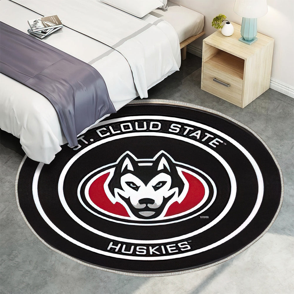 St. Cloud State Huskies Hockey Puck Teppich Rund, Teppiche - Outdoor Teppich Rund, Teppich Wohnzimmer, Carpet, Rug