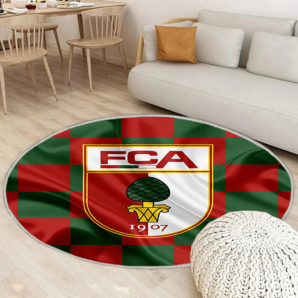 Augsburger Fc Teppich Rund, Teppiche - Rot Grün Karierte Flagge Outdoor Teppich Rund, Emblem Teppich Wohnzimmer, Carpet, Rug