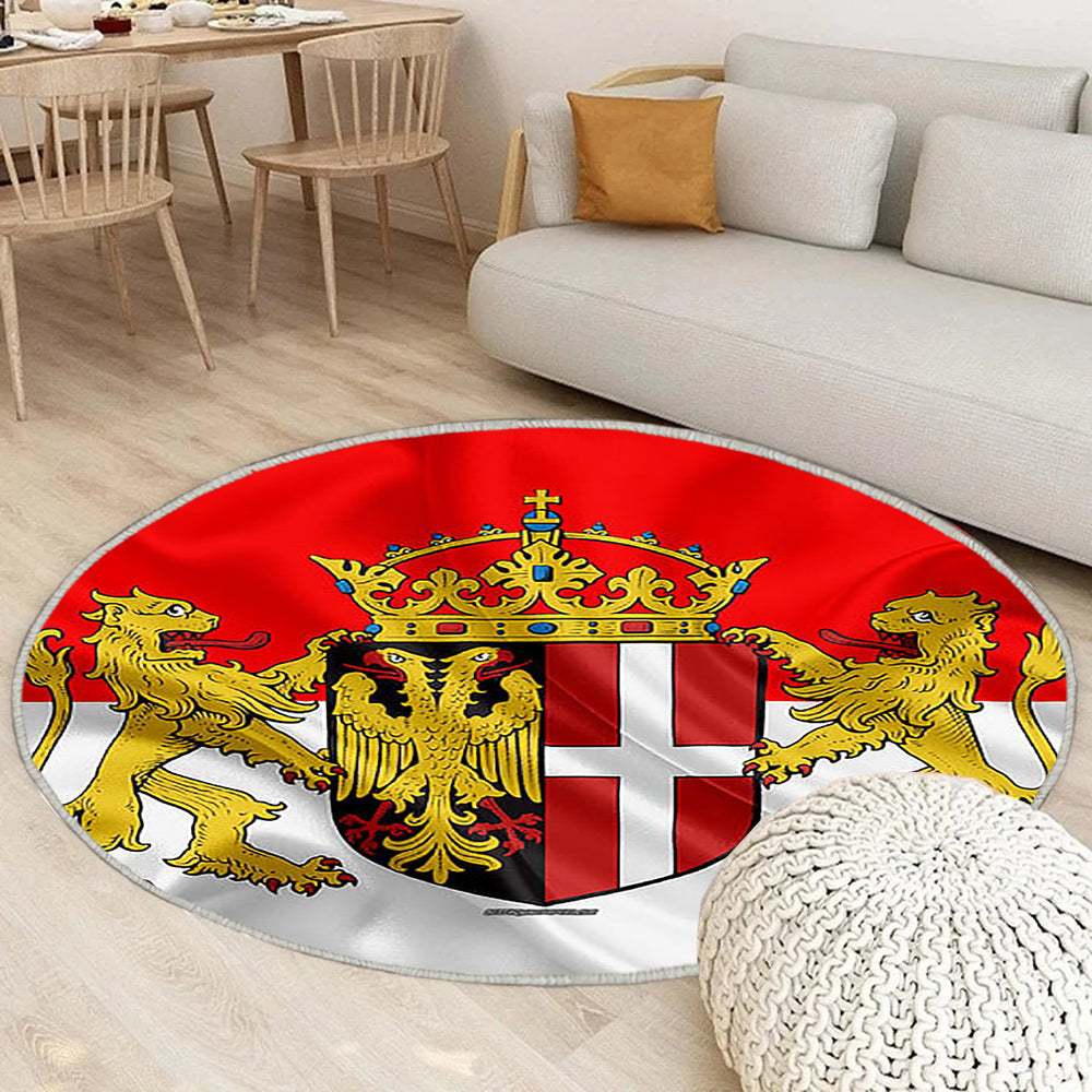 Flagge Von Neuss Seideneffekt Teppich Rund, Teppiche - Rot Weiße Seidenflagge Outdoor Teppich Rund, Wappen Teppich Wohnzimmer, Carpet, Rug