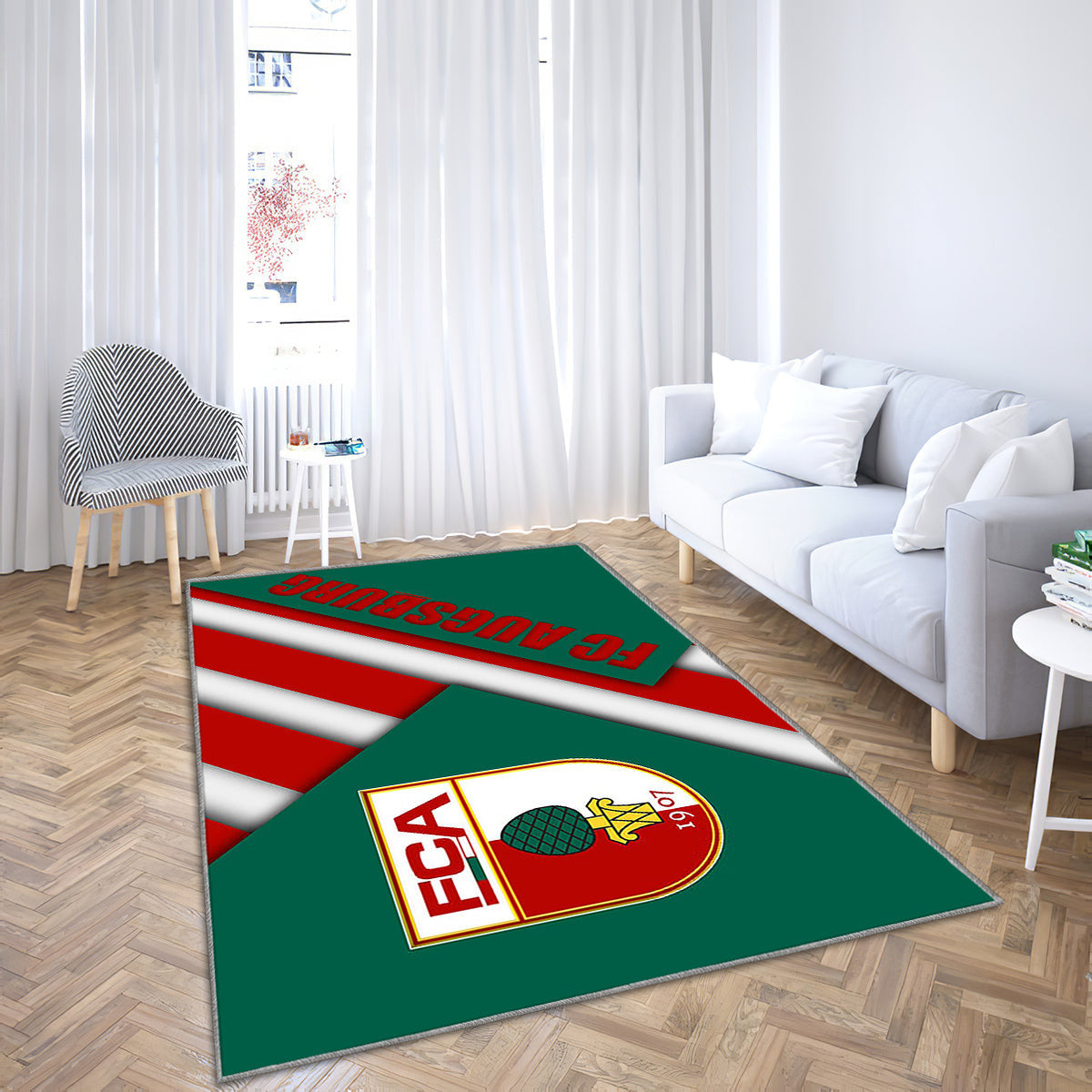 Fc Augsburg Material Design Teppich, Teppiche - Emblem Outdoor Teppich, Teppich Wohnzimmer, Küchenteppich, Kinderzimmer, Modern