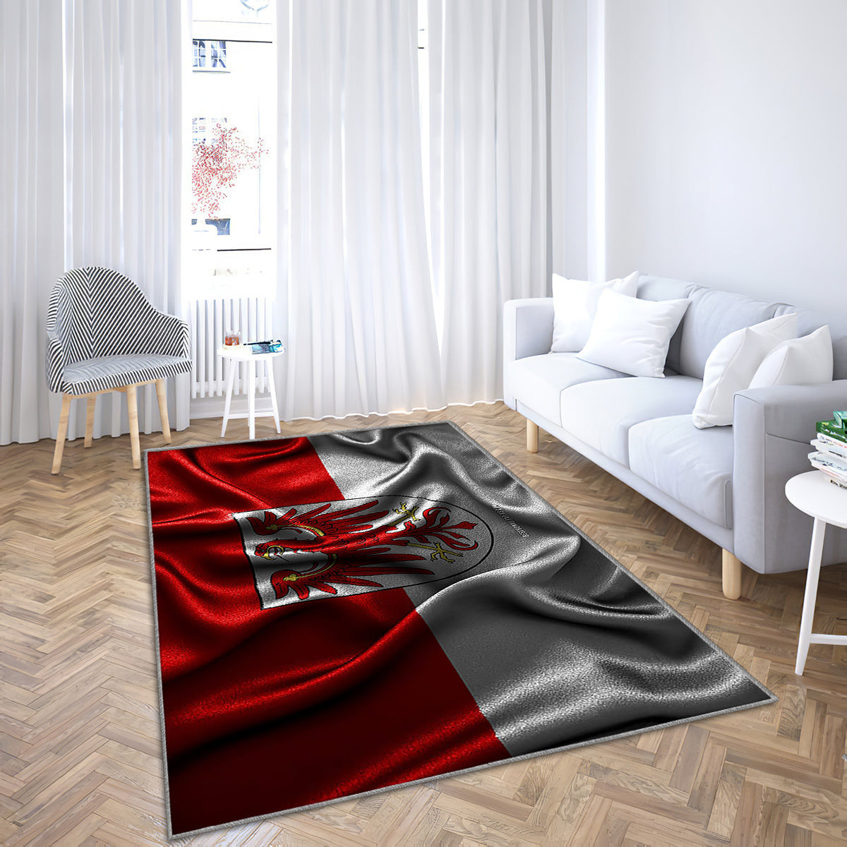 Brandenburg-Flagge Seide wellenförmige Flaggen Teppich, Teppiche - Deutsche Bundesländer Outdoor-Teppich, Wohnzimmerteppich, Küchenteppich, Kinderzimmer, Modern