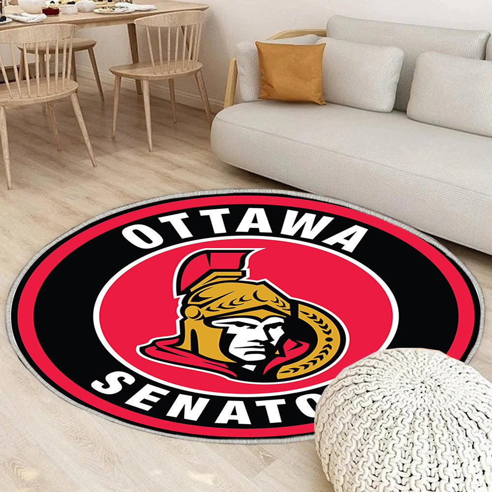 Ottawa Senators Circle Logo Teppich Rund, Teppiche - Outdoor Teppich Rund, Teppich Wohnzimmer, Carpet, Rug