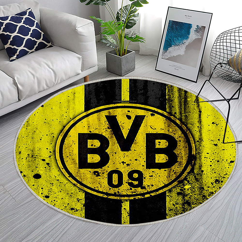 Fc Borussia Dortmund Teppich Rund, Teppiche - Bundesliga Outdoor Teppich Rund, Steineffekt Teppich Wohnzimmer, Carpet, Rug