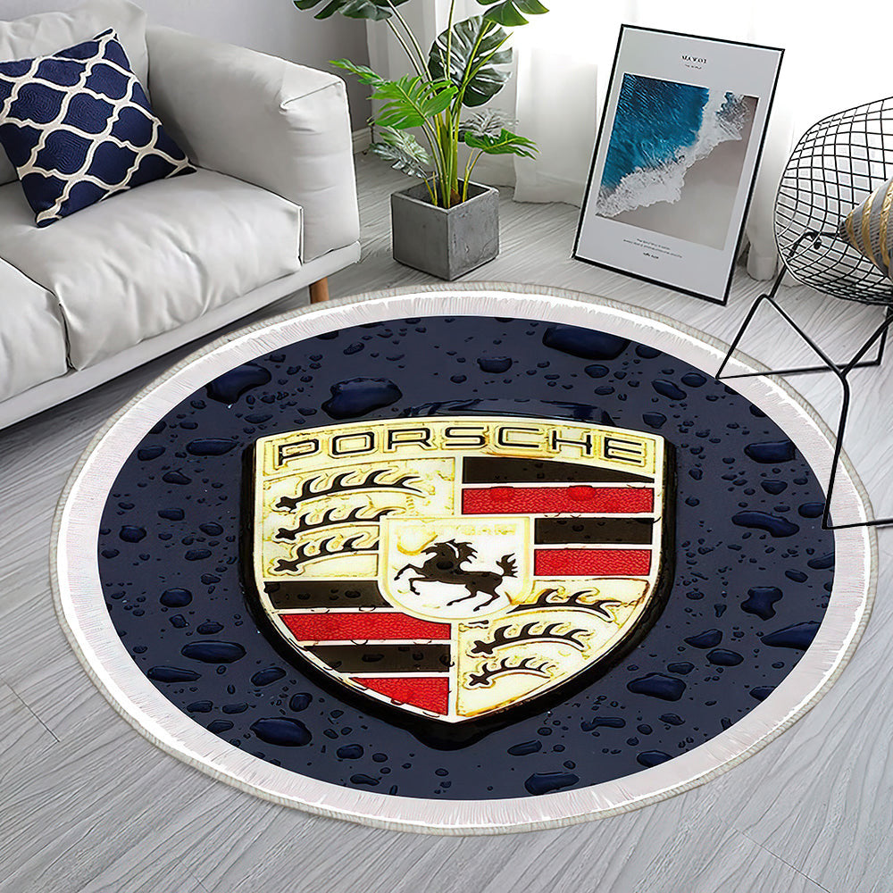 Porsche Logo013 Teppich Rund, Teppiche - Outdoor Teppich Rund, Teppich Wohnzimmer, Carpet, Rug