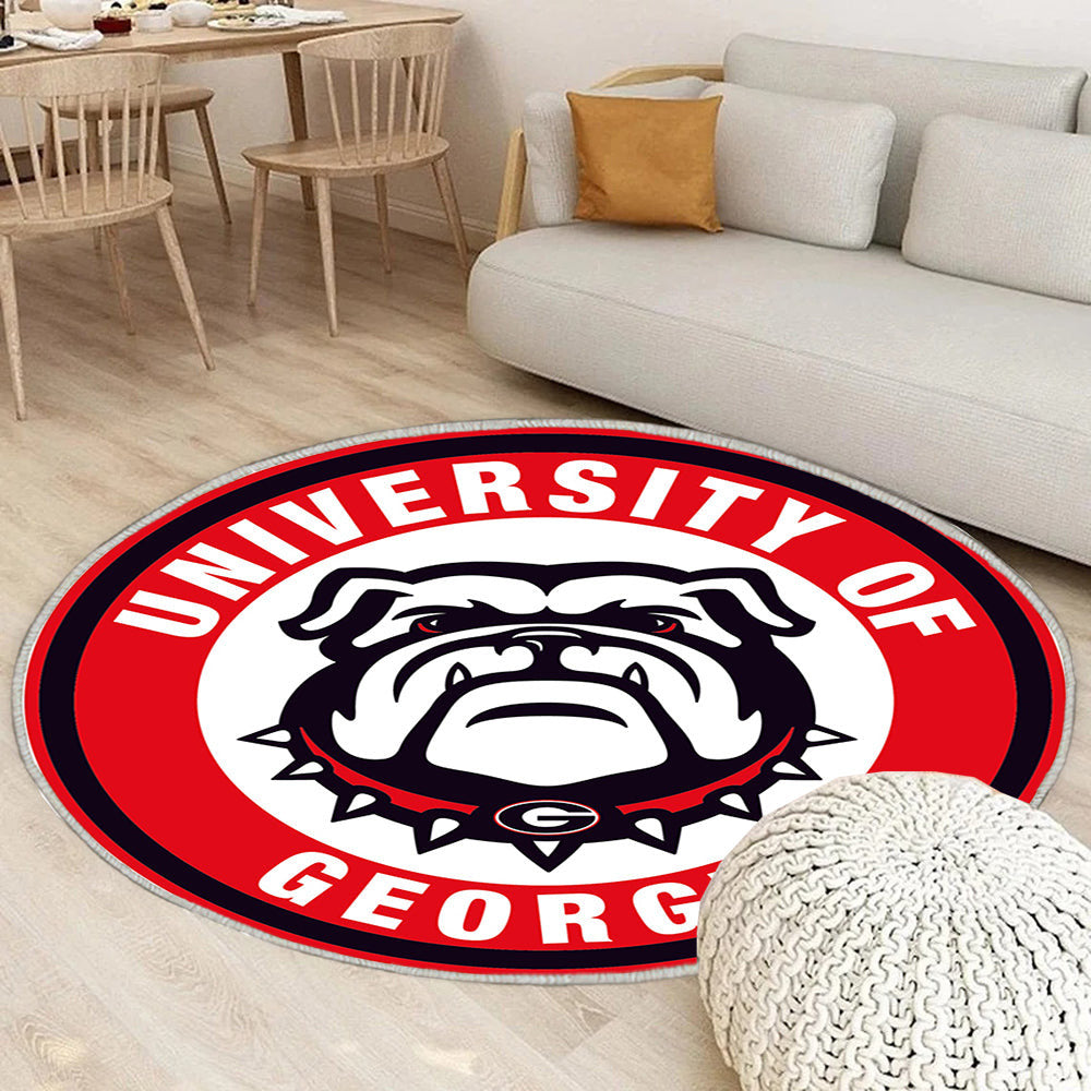 Georgia Bulldogs Kreis Logo Teppich Rund, Teppiche - Outdoor Teppich Rund, Teppich Wohnzimmer, Carpet, Rug