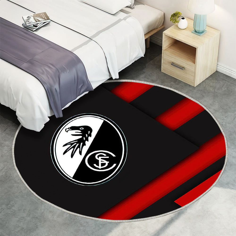 Sc Freiburg Materialdesign Teppich Rund, Teppiche - Emblem Outdoor Teppich Rund, Weiße Schwarze Abstraktion Teppich Wohnzimmer, Carpet, Rug