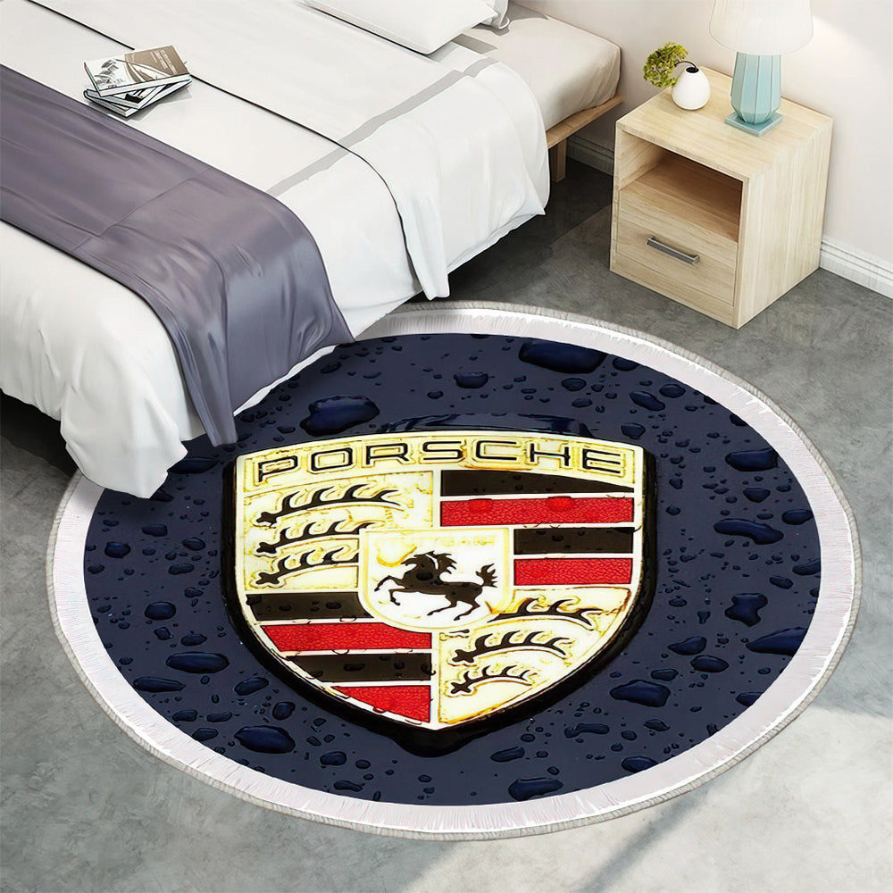 Porsche Logo013 Teppich Rund, Teppiche - Outdoor Teppich Rund, Teppich Wohnzimmer, Carpet, Rug
