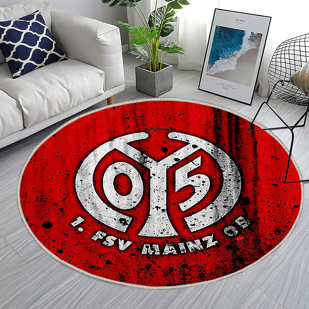 Fc Mainz 05 Teppich Rund, Teppiche - Bundesliga Outdoor Teppich Rund, Steineffekt Teppich Wohnzimmer, Carpet, Rug