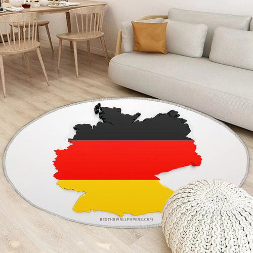 3D Flagge Von Deutschland Teppich Rund, Teppiche - Silhouette Von Deutschland Outdoor Teppich Rund, 3D Kunst Teppich Wohnzimmer, Carpet, Rug