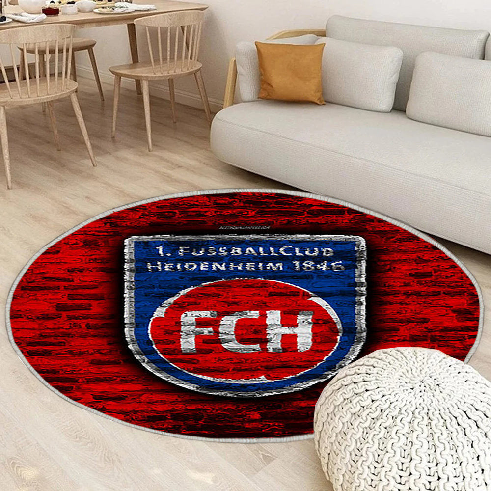 Heidenheim Fc Teppich Rund, Teppiche - Rote Backsteinmauer Outdoor Teppich Rund, Fußball Teppich Wohnzimmer, Carpet, Rug
