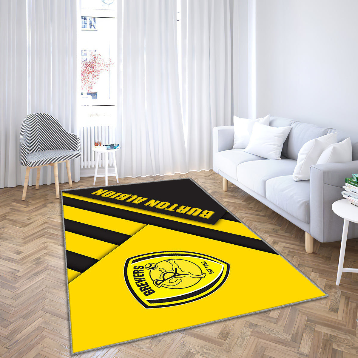 Burton Albion Fc Teppich, Teppiche - Logo Gelb Schwarz Abstraktion Outdoor Teppich, Teppich Wohnzimmer, Küchenteppich, Kinderzimmer, Modern