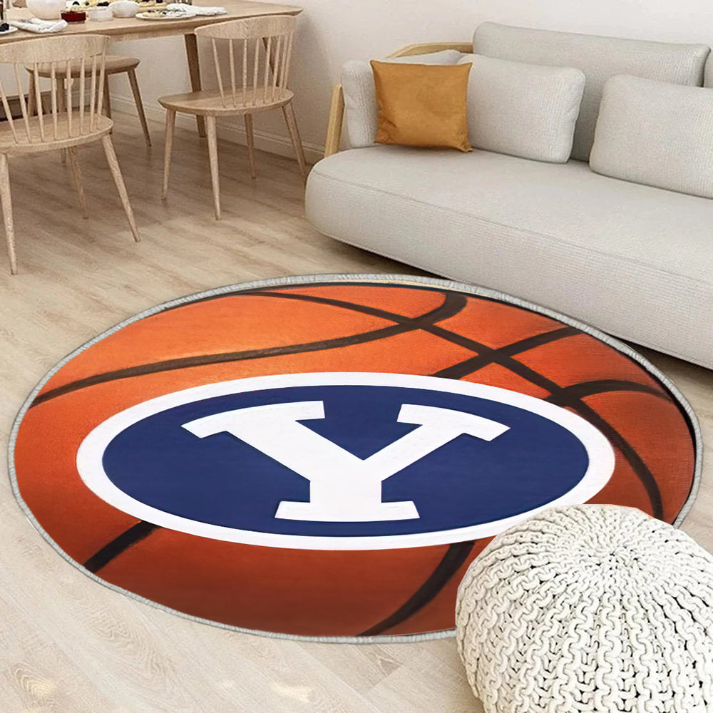 Bild von BYU Cougars Basketball Rug_7 Teppich Rund, Teppiche - Outdoor Teppich Rund, Teppich Wohnzimmer, Carpet, Rug