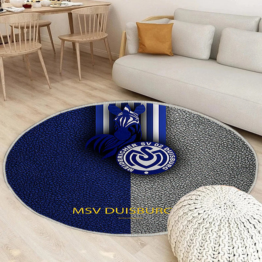 Msv Duisburg Ledereffekt Teppich Rund, Teppiche - Deutscher Fußballverein Outdoor Teppich Rund, Teppich Wohnzimmer, Carpet, Rug