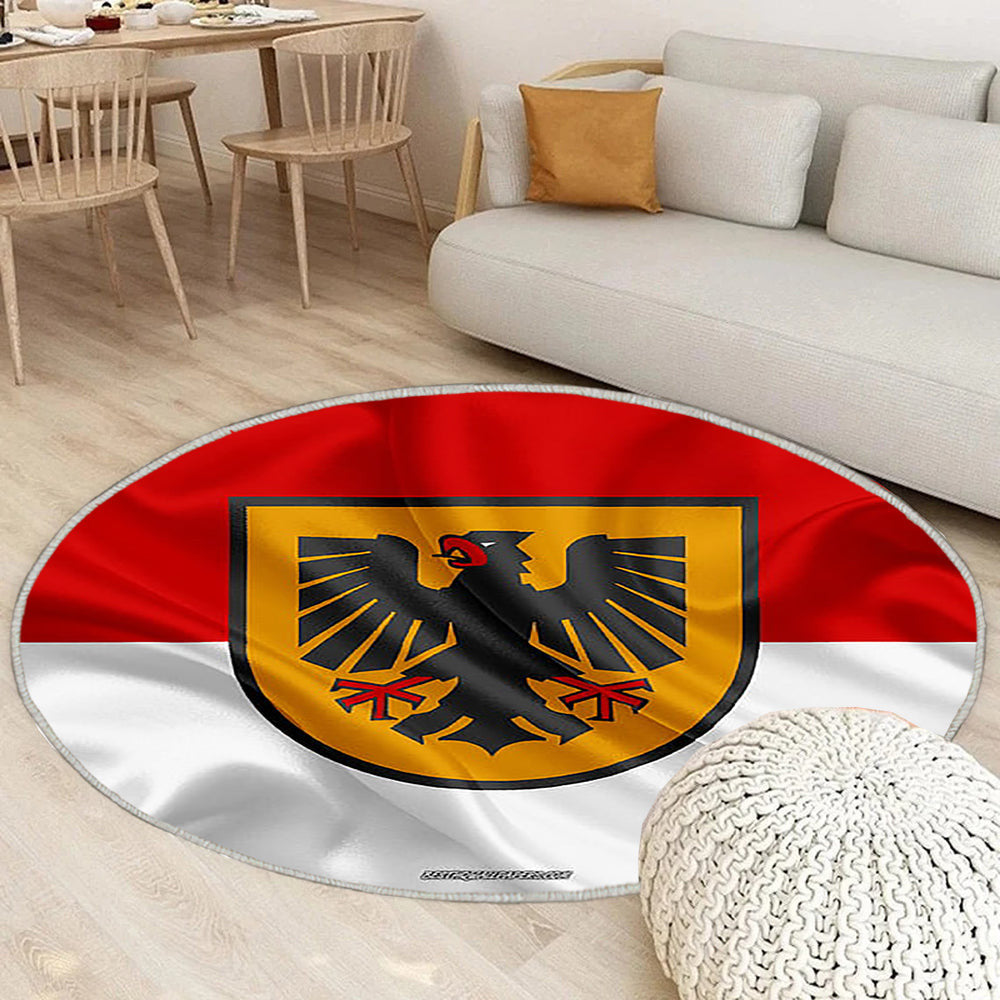 Dortmund Flagge In Seidenoptik Teppich Rund, Teppiche - Seidenfahne Outdoor Teppich Rund, Deutsche Stadt Teppich Wohnzimmer, Carpet, Rug