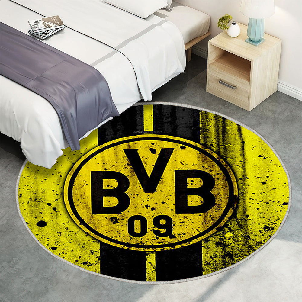 Fc Borussia Dortmund Teppich Rund, Teppiche - Bundesliga Outdoor Teppich Rund, Steineffekt Teppich Wohnzimmer, Carpet, Rug