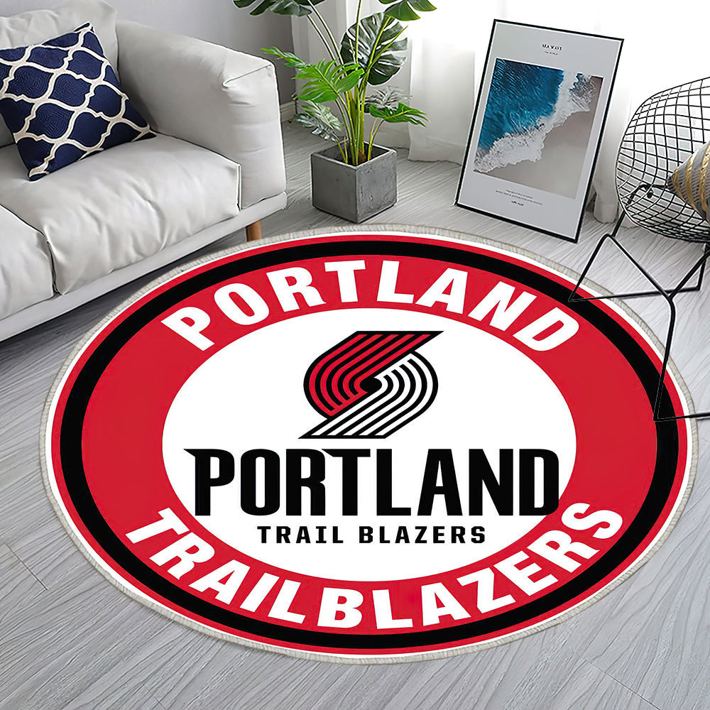Hauptkreis Logo der Portland Trail Blazers Teppich Rund, Teppiche - Outdoor Teppich Rund, Teppich Wohnzimmer, Carpet, Rug