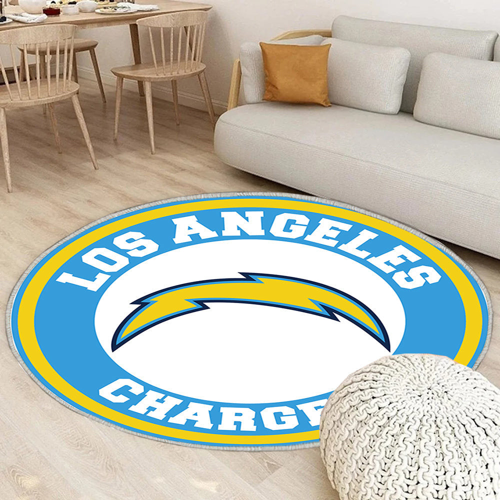 Los Angeles Chargers Kreis Logo Teppich Rund, Teppiche - Outdoor Teppich Rund, Teppich Wohnzimmer, Carpet, Rug