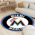 Logo Kreis der Miami Marlins Teppich Rund, Teppiche - Outdoor Teppich Rund, Teppich Wohnzimmer, Carpet, Rug