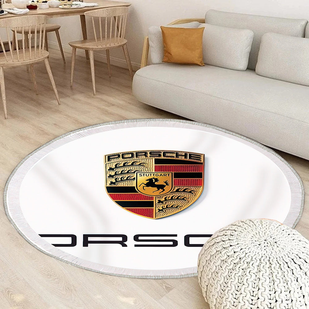 Porsche Logo014 Teppich Rund, Teppiche - Outdoor Teppich Rund, Teppich Wohnzimmer, Carpet, Rug