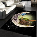 Baby Yoda Moon And Back Teppich, Teppiche - Outdoor Teppich, Teppich Wohnzimmer, Küchenteppich, Kinderzimmer, Modern