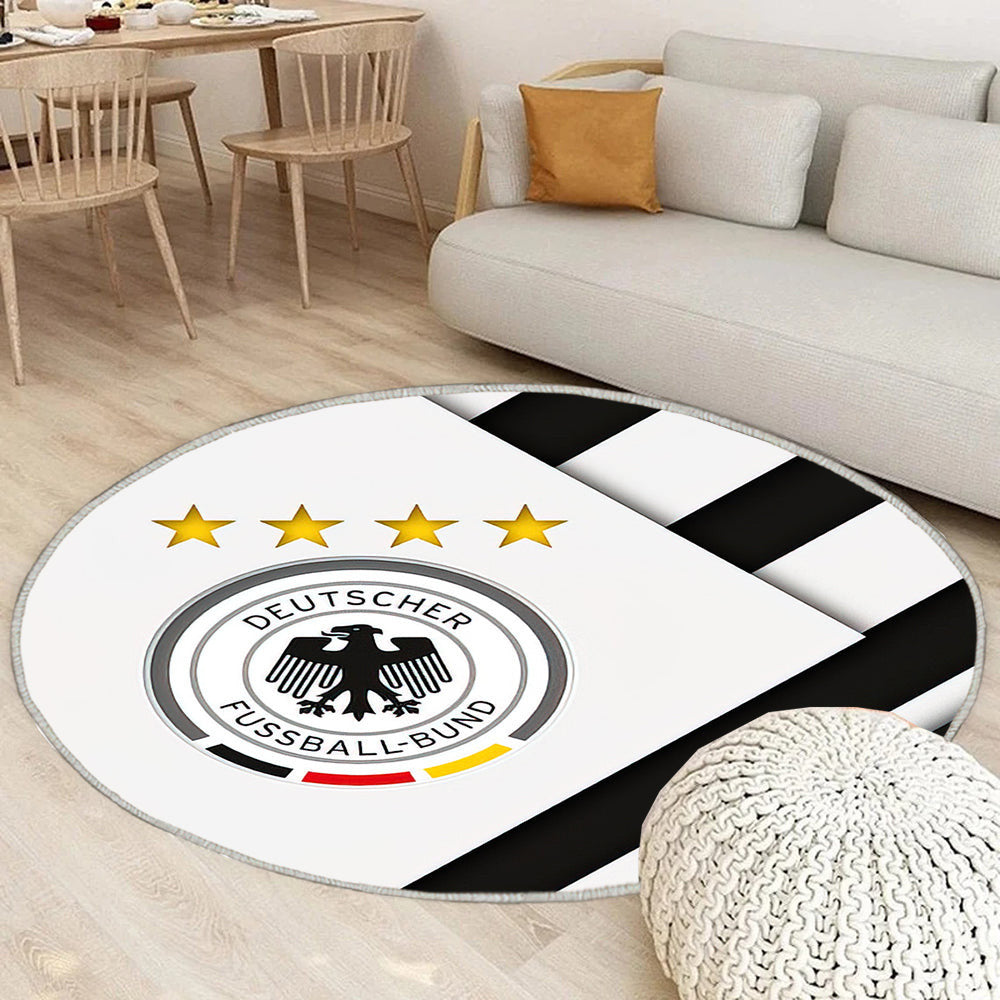 Emblem Der Deutschen Fußballnationalmannschaft Teppich Rund, Teppiche - Material Design Outdoor Teppich Rund, Weiße Schwarze Abstraktion Teppich Wohnzimmer, Carpet, Rug