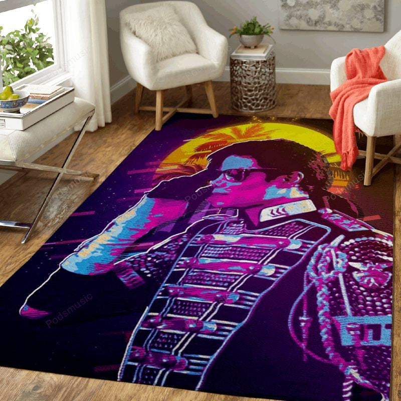 The King Of Pop 80S Artwork Music Synthwave 80S Art Teppich, Teppiche - Outdoor Teppich, Teppich Wohnzimmer, Küchenteppich, Kinderzimmer, Modern