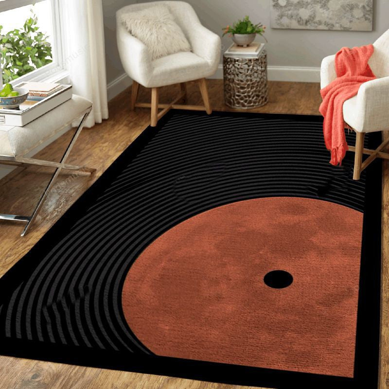 Vinyl Red Moon Music Art Teppich, Teppiche - Outdoor Teppich, Teppich Wohnzimmer, Küchenteppich, Kinderzimmer, Modern