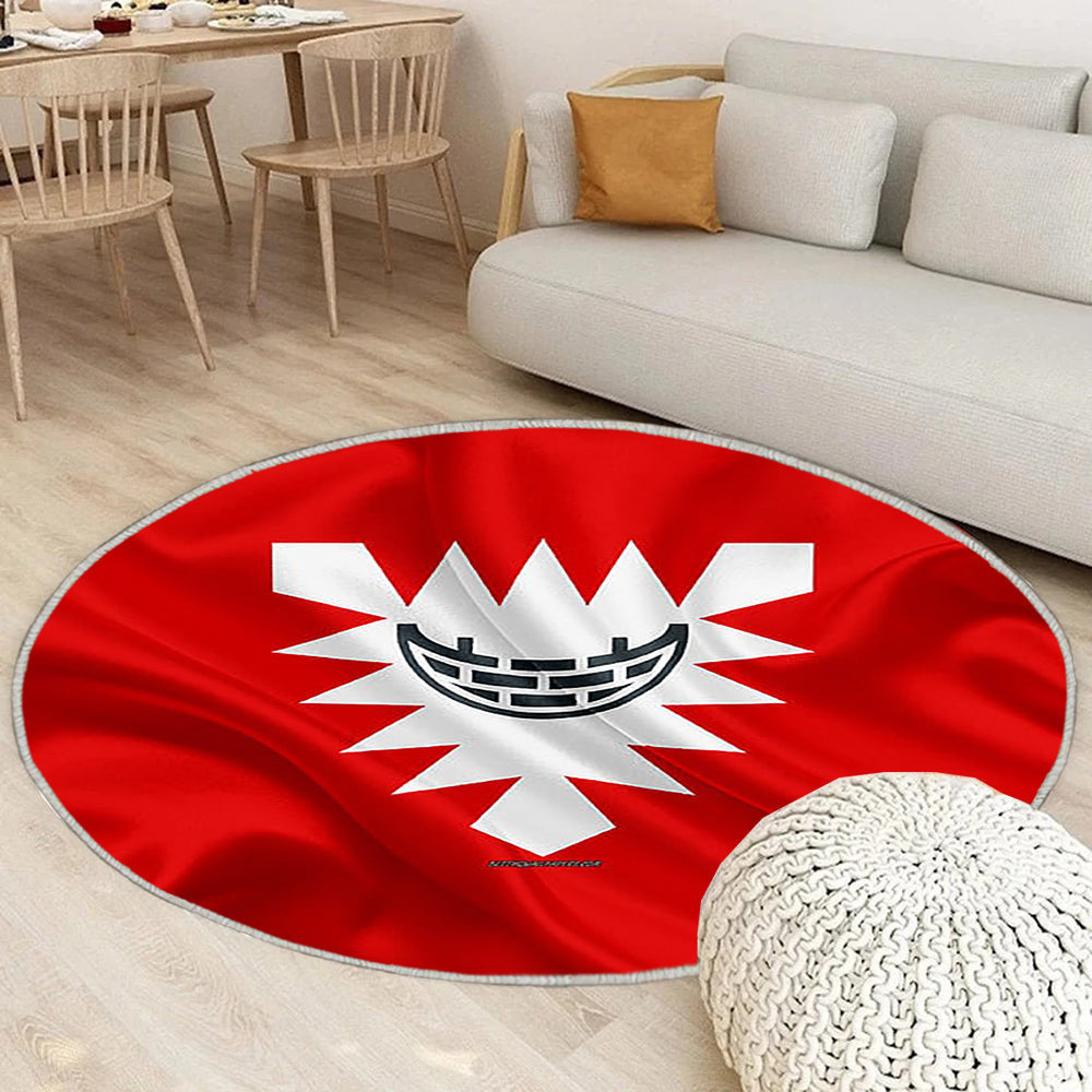 Flagge Kiel Seideneffekt Teppich Rund, Teppiche - Rote Seidenfahne Outdoor Teppich Rund, Wappen Teppich Wohnzimmer, Carpet, Rug