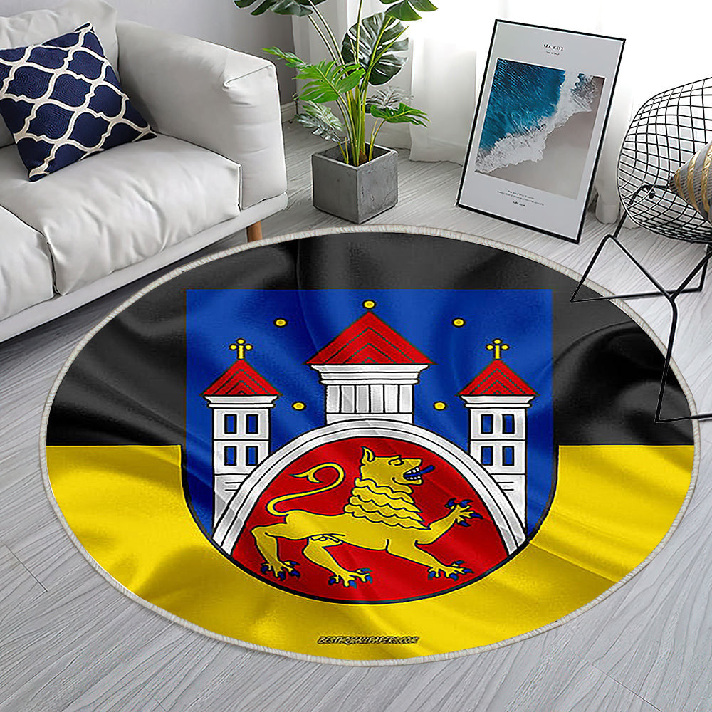 Göttingen Fahne Seideneffekt Teppich Rund, Teppiche - Seidenfahne Outdoor Teppich Rund, Deutsche Stadt Teppich Wohnzimmer, Carpet, Rug