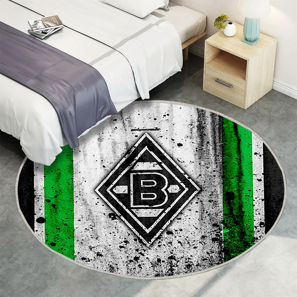 Fc Borussia Mönchengladbach Teppich Rund, Teppiche - Bundesliga Outdoor Teppich Rund, Steineffekt Teppich Wohnzimmer, Carpet, Rug