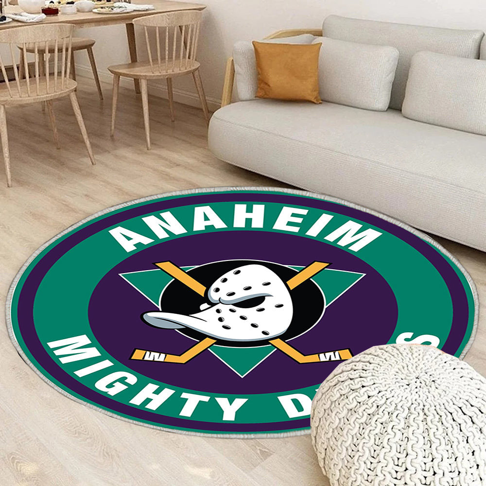 Anaheim Ducks Rückfall Kreis Logo Teppich Rund, Teppiche - Outdoor Teppich Rund, Teppich Wohnzimmer, Carpet, Rug